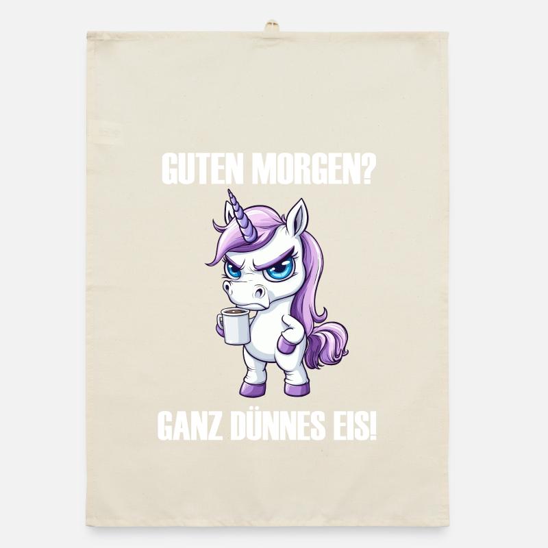 Licorne café matin grouch design Torchon bio