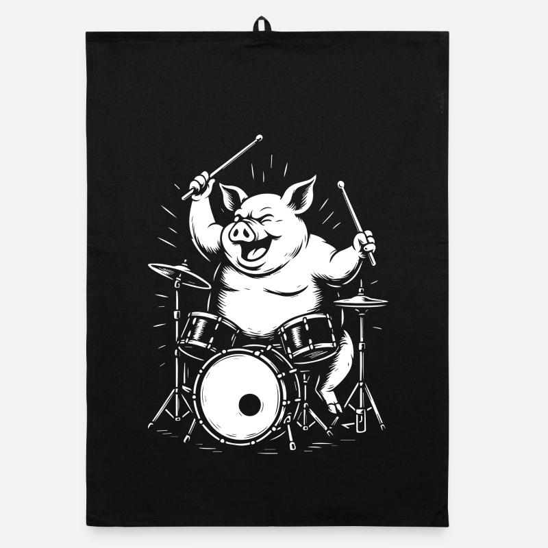 Funny Pig joue de la batterie Torchon bio