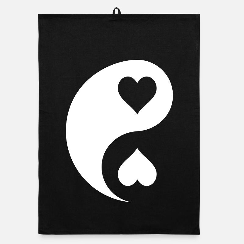 Emblème des cœurs Yin Yang Torchon bio