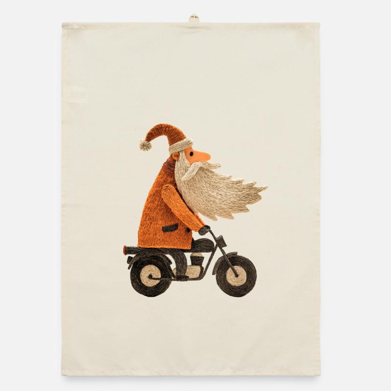 Weihnachtsmann auf Motorrad Organic Geschirrtuch