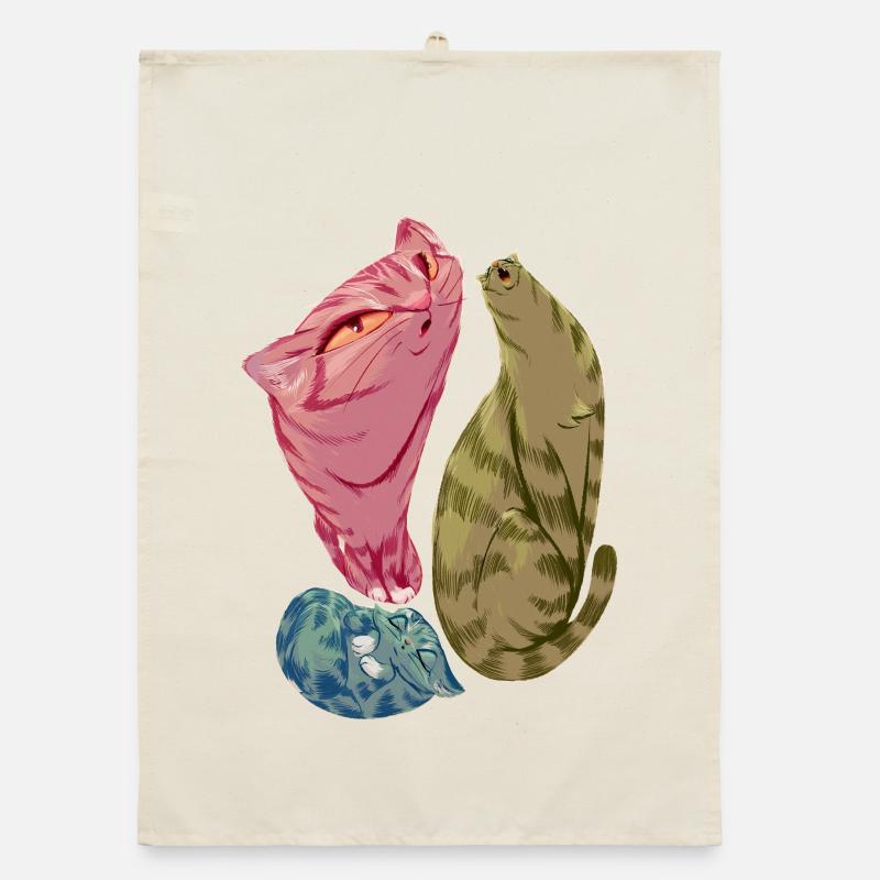 Triade de chats mous aux teintes pastel Torchon bio