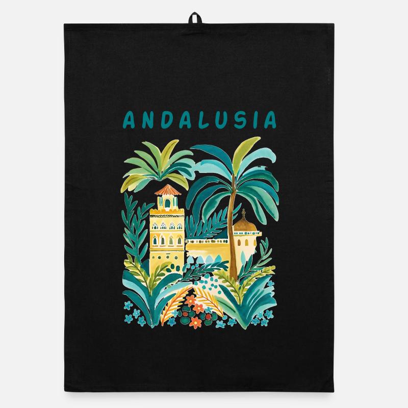 Villa du palmier andalou aquarelle Torchon bio