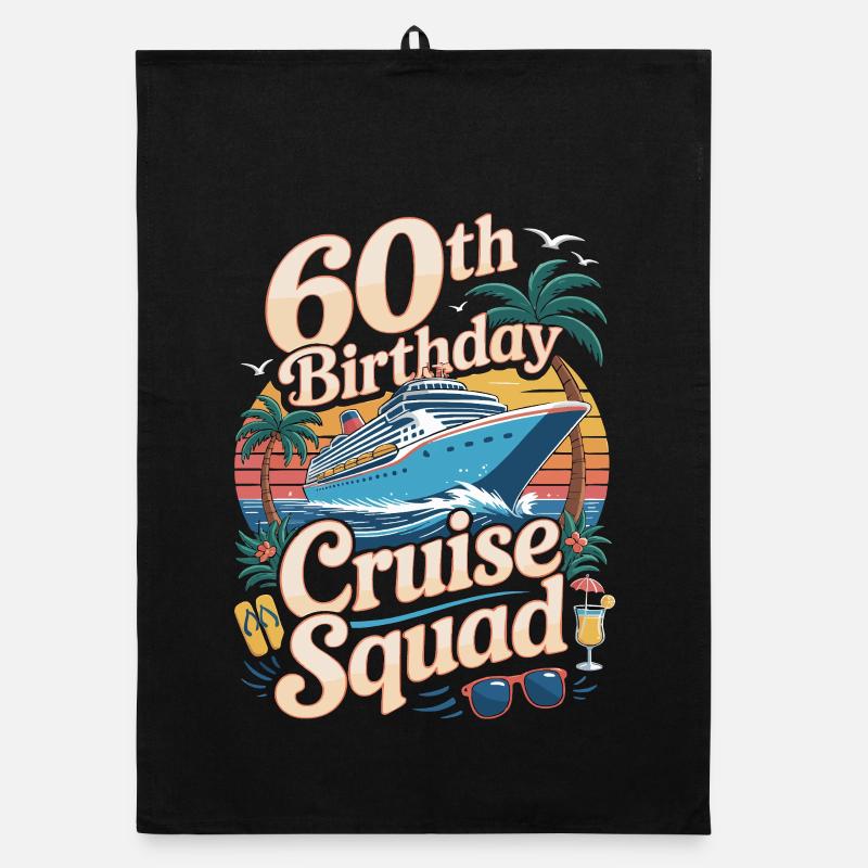 60th birthday crew Organic dish towel