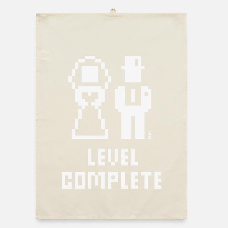 Level Complete (Wedding / Bachelor Party / Pixel / Bold / W) Organic dish towel