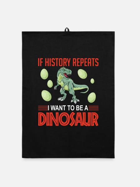 History repeats dinosaur - Organic dish towel - black - Front