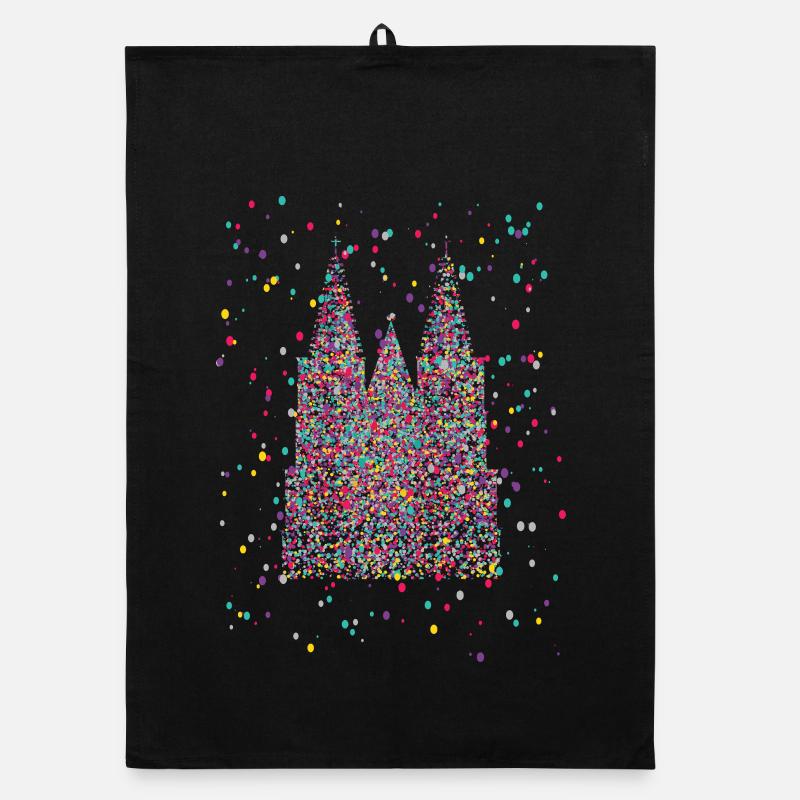 Kölner Dom Fasching Karneval Konfetti Kostüm  - Organic Geschirrtuch - Schwarz