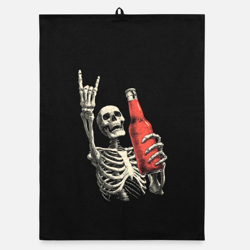 Skeleton with Bottle Party Organic dish towel