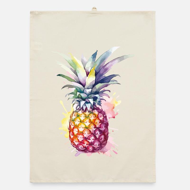 Pineapple Watercolor Organic dish towel