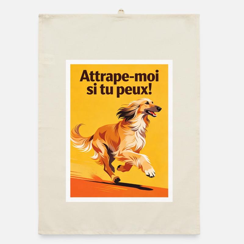 Lévrier Afghan : Attrape-moi si tu peux Torchon bio