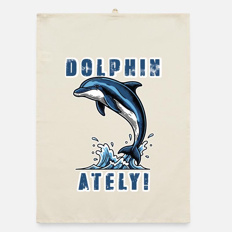 Vintage Dolphinately Dolphin Humor Organic dish towel