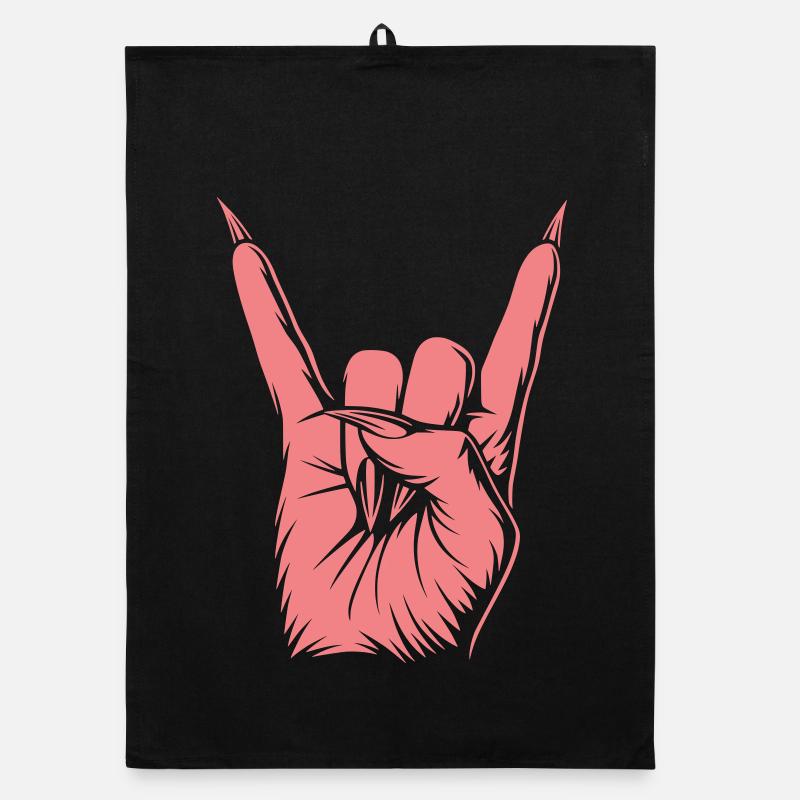 Signe de main des cornes du diable – Symbole du rock metal Torchon bio