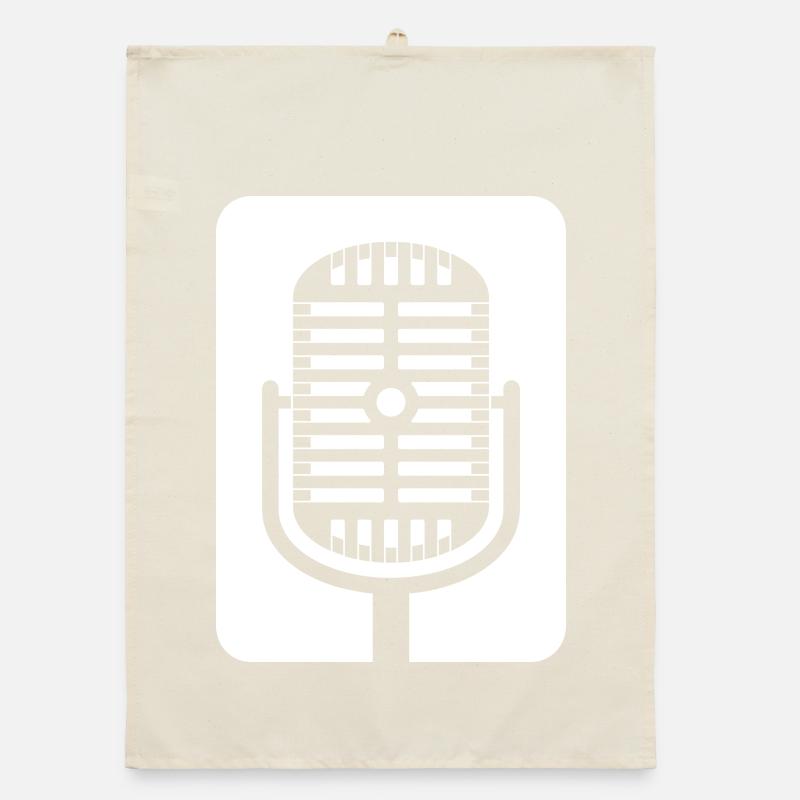 Retro Microphone Emblem Organic dish towel