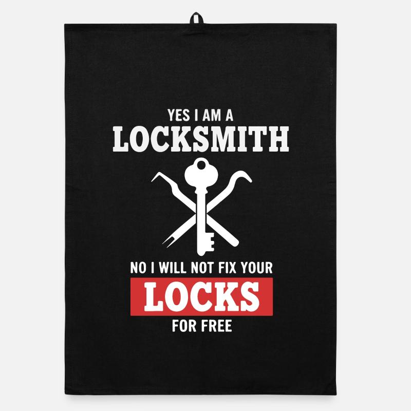 Humor Locksmith Repairs Not Locks - Organic dish towel - black