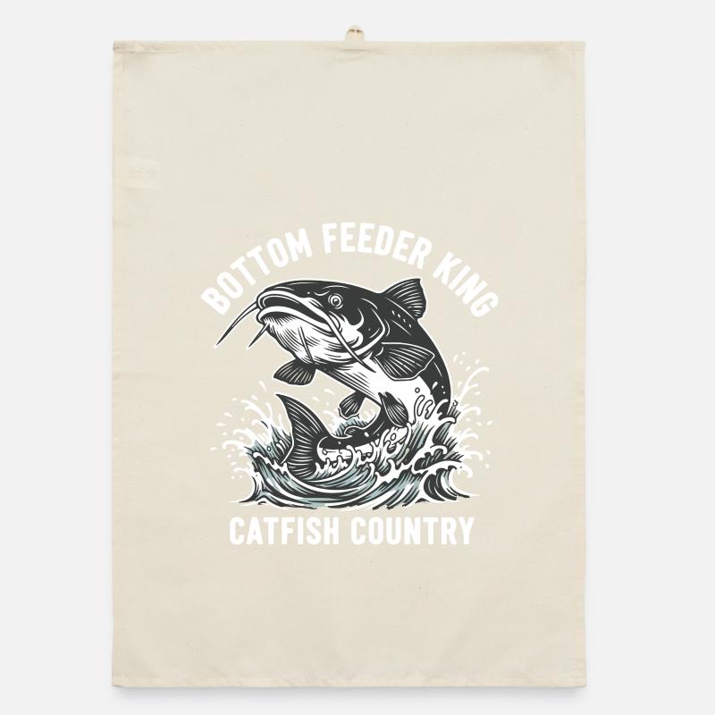 Fishing Catfish King River Bottom Organic dish towel