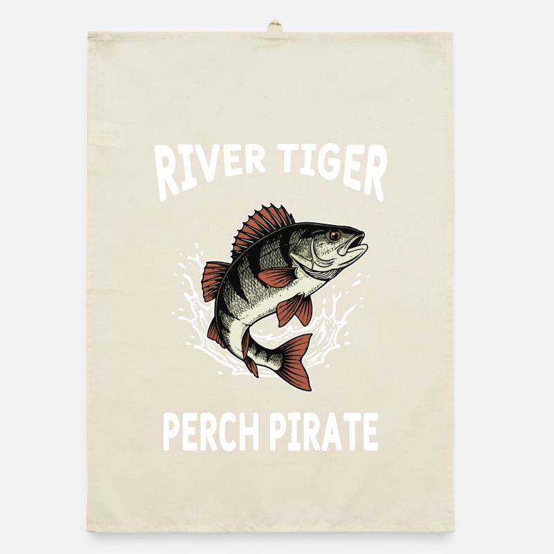 Fishing Perch River Tiger Organic dish towel