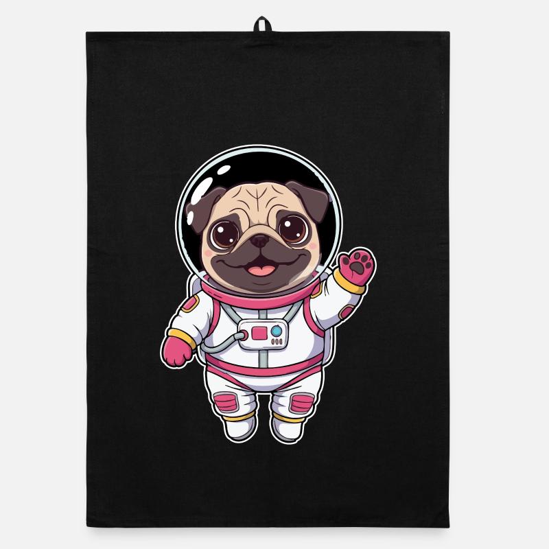 Süßer pinker Kawaii Mops-Pug-Astronautenhund Organic Geschirrtuch