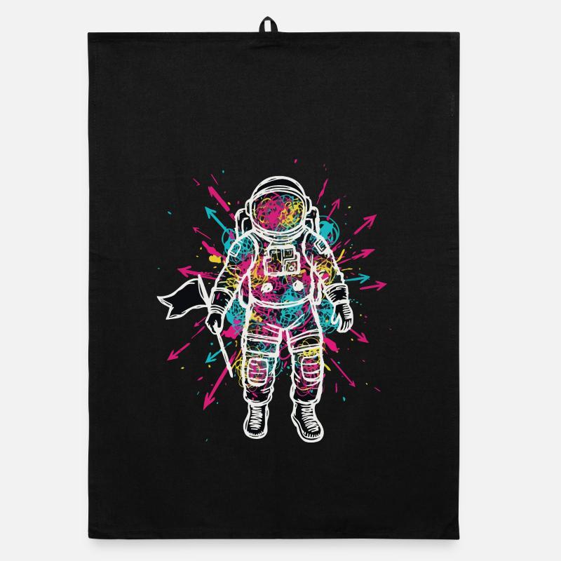 Space Astronaut Scribble Doodles Color Organic dish towel