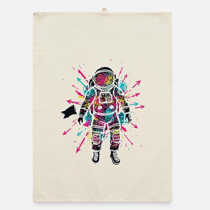 Astronaute Espace Scribble Gribouillis Couleur Torchon bio