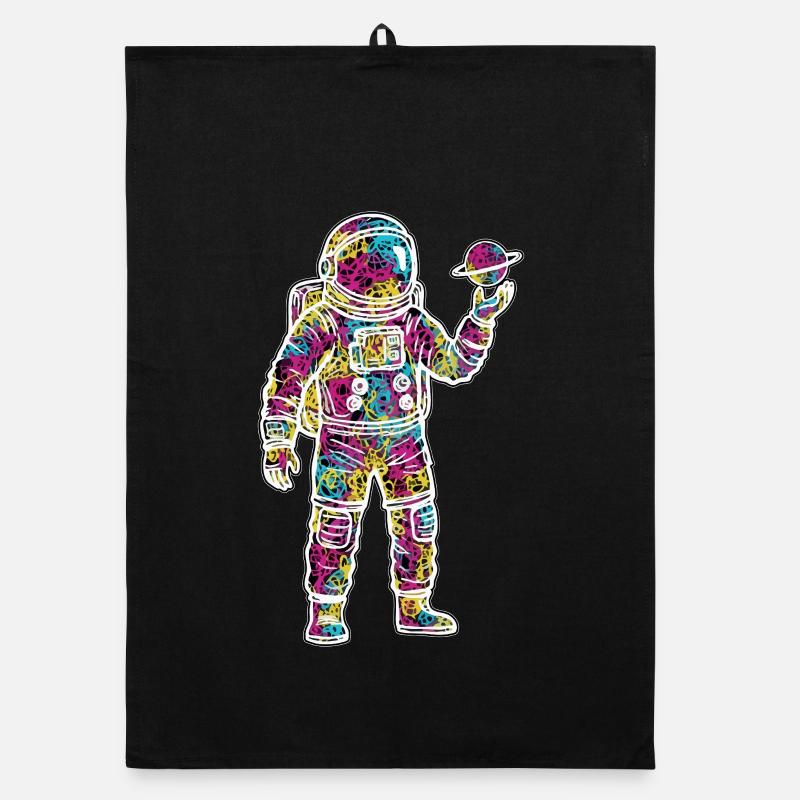 Astronaute Espace Scribble Planète Gribouillis Torchon bio