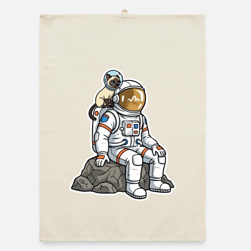 Chat Siamois Astronaute Espace Compagnon Torchon bio