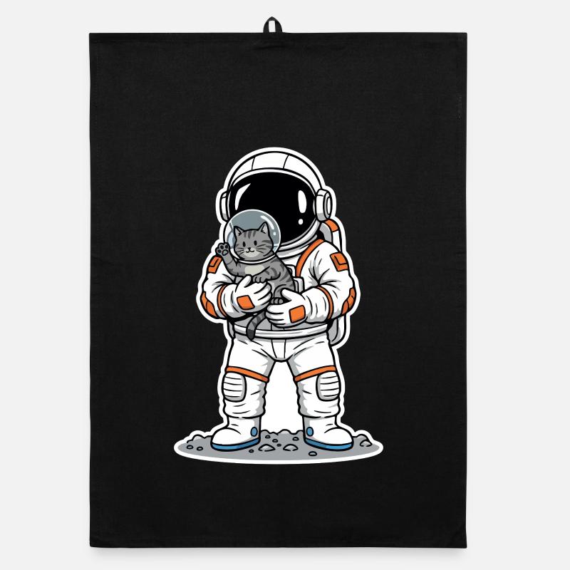 Chat Gris Astronaute Espace Câlin Mignon Torchon bio