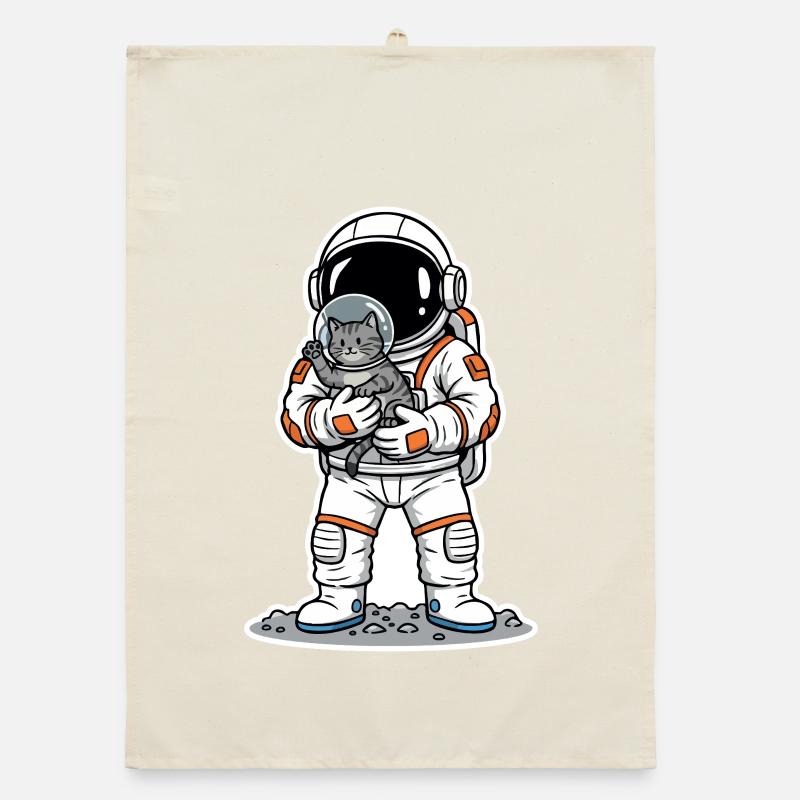 Chat Gris Astronaute Espace Câlin Mignon Torchon bio