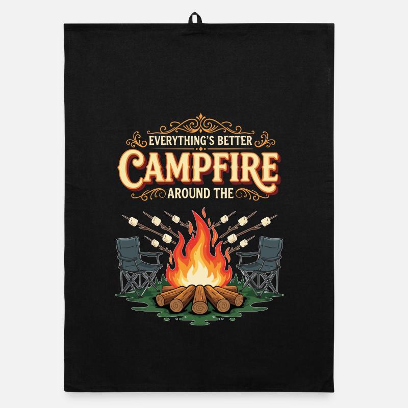 Campfire Marshmallow Alles ist besser Campingplatz Organic Geschirrtuch