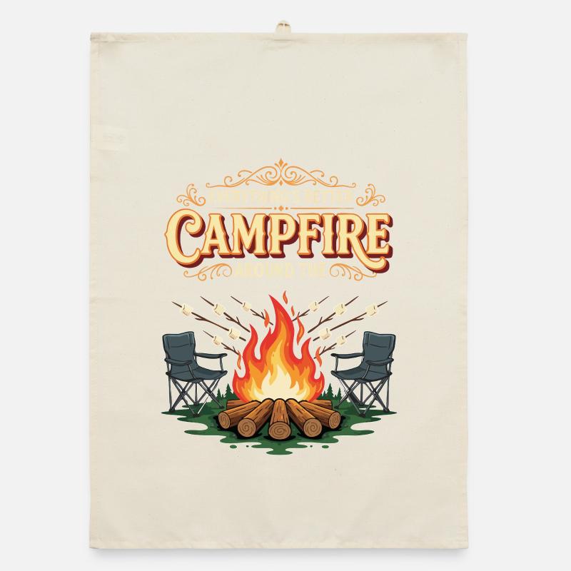 Campfire Marshmallow Everything's Better Campground Organic dish towel