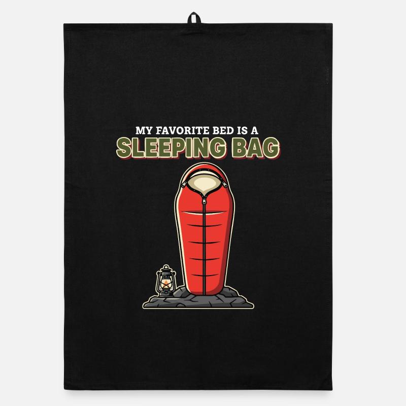 Camping Humour Favorite Bed Sleeping Bag Lanterne Torchon bio