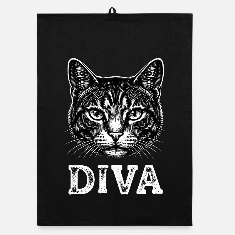 Diva Cat – Motif élégant du chat Torchon bio