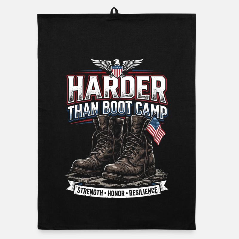 Army Mama Harder Than Boot Camp Stiefel Organic Geschirrtuch