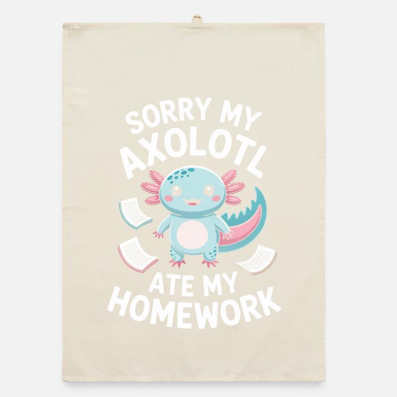 Axolotl Homework Heist Organic dish towel