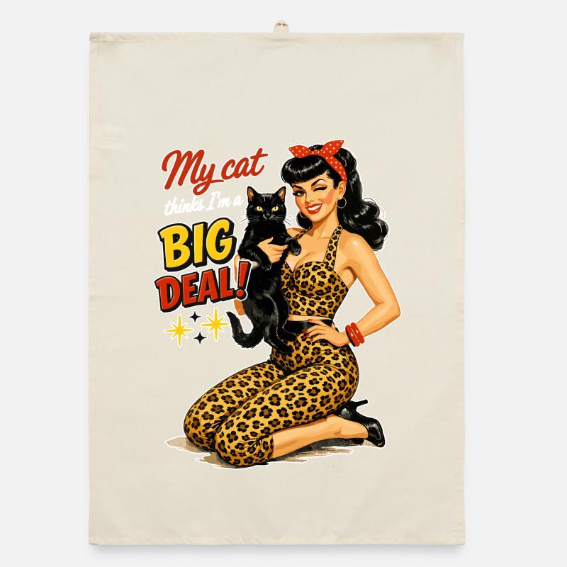 Rockabella & Chat : Mon chat pense que je suis une grande chose Torchon bio