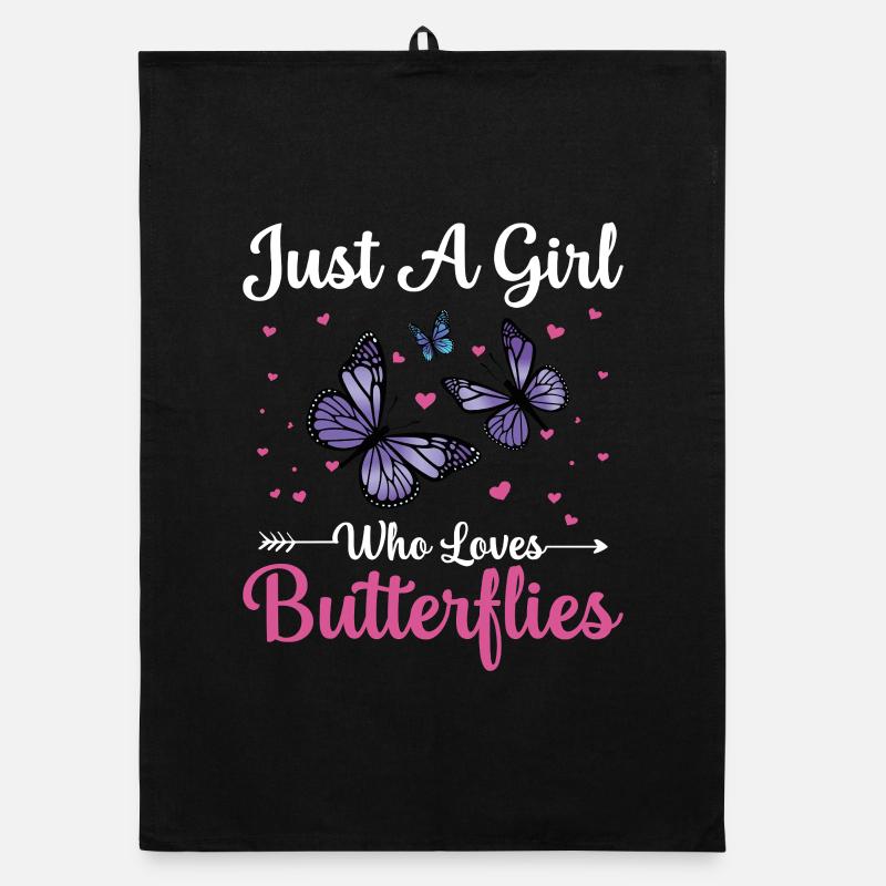 Fille qui aime les papillons Torchon bio