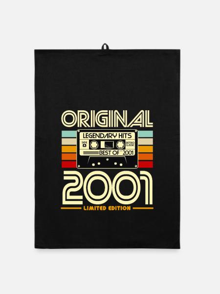 Original 2001 Hits Cassette Vintage - Organic dish towel - black - Front