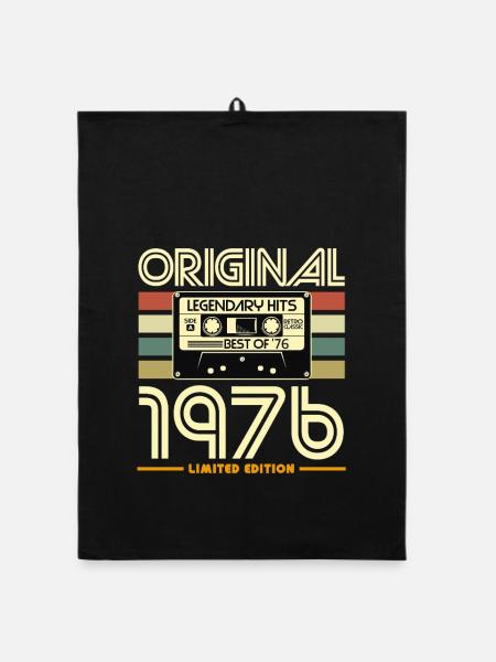 Original 1976 Cassette Vintage - Organic dish towel - black