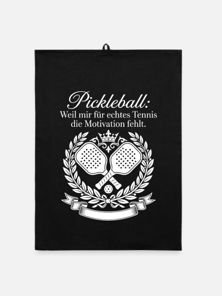 Pickleball Tennis Motivation Wappen Design - Organic Geschirrtuch - Schwarz - Vorne