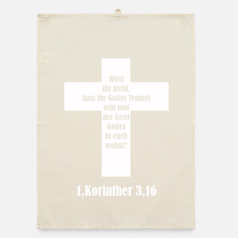 Kreuzzitat Korinther 3:16 - Geist in euch Organic Geschirrtuch