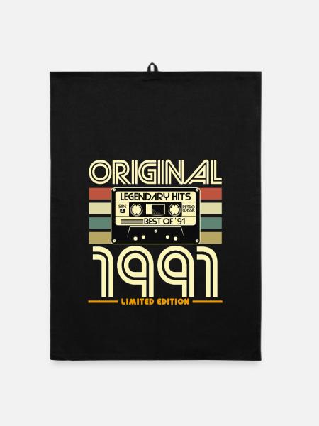 Original 1991 Limited Edition Retro - Organic Geschirrtuch - Schwarz - Vorne