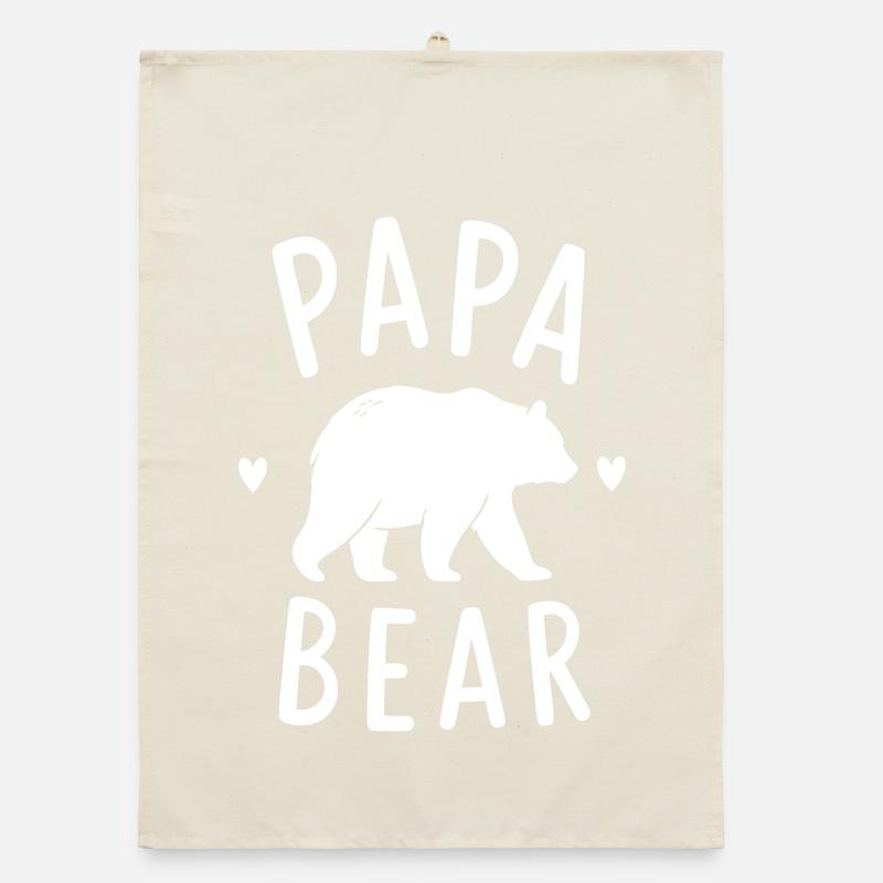 Papa Bear Silhouette mit Herzen Organic Geschirrtuch