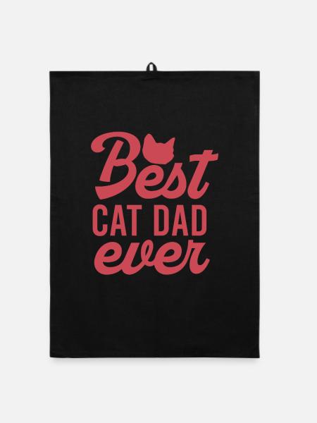 Meilleur papa chat de tous les temps - Torchon bio - noir - Devant