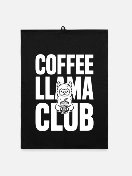 Coffee Llama Club – Iced Coffee - Organic dish towel - black - Front