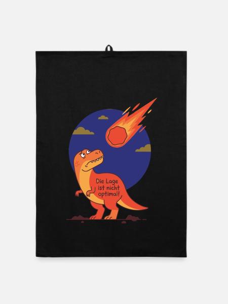 Die Lage ist nicht optimal - Dinosaurier Meteorit - Organic Geschirrtuch - Schwarz - Vorne