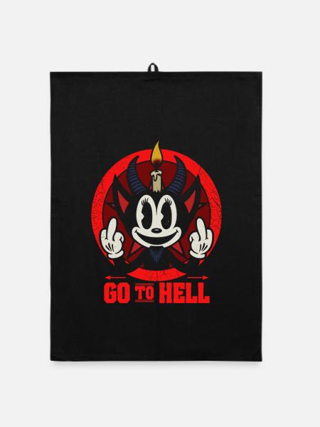Go to hell - Organic Geschirrtuch - Schwarz - Vorne