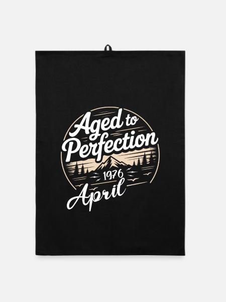April 1976 birthday april 1976 - Organic dish towel - black - Front