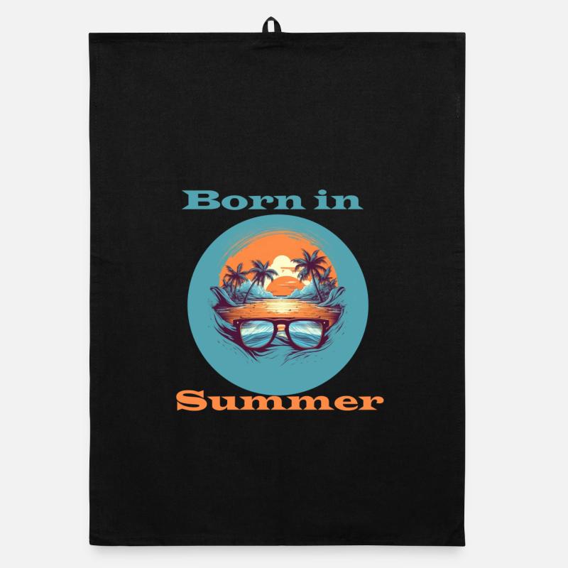 Born in Summer - Organic dish towel - black
