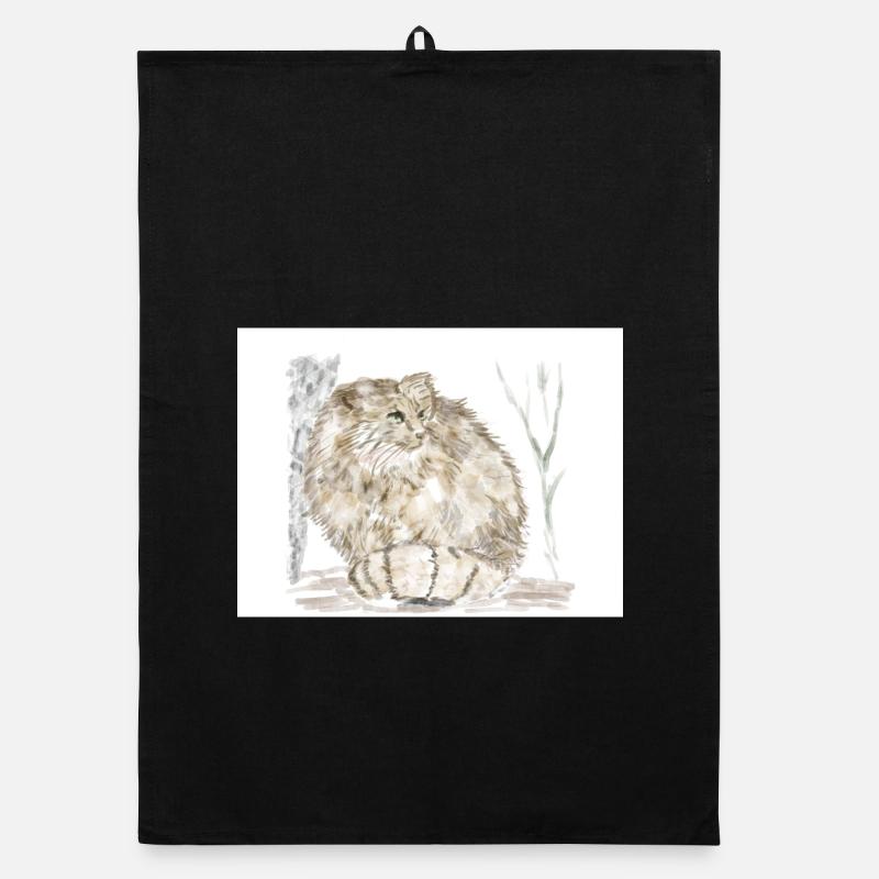 Chat sauvage de Manul - Torchon bio - noir