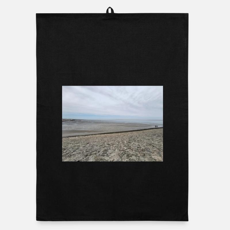 Image de sable et d’eau de la côte de la mer du Nord Torchon bio