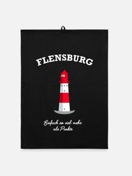 Flensburg Leuchtturm Falshöft, mehr als Punkte - Organic Geschirrtuch - Schwarz - Vorne