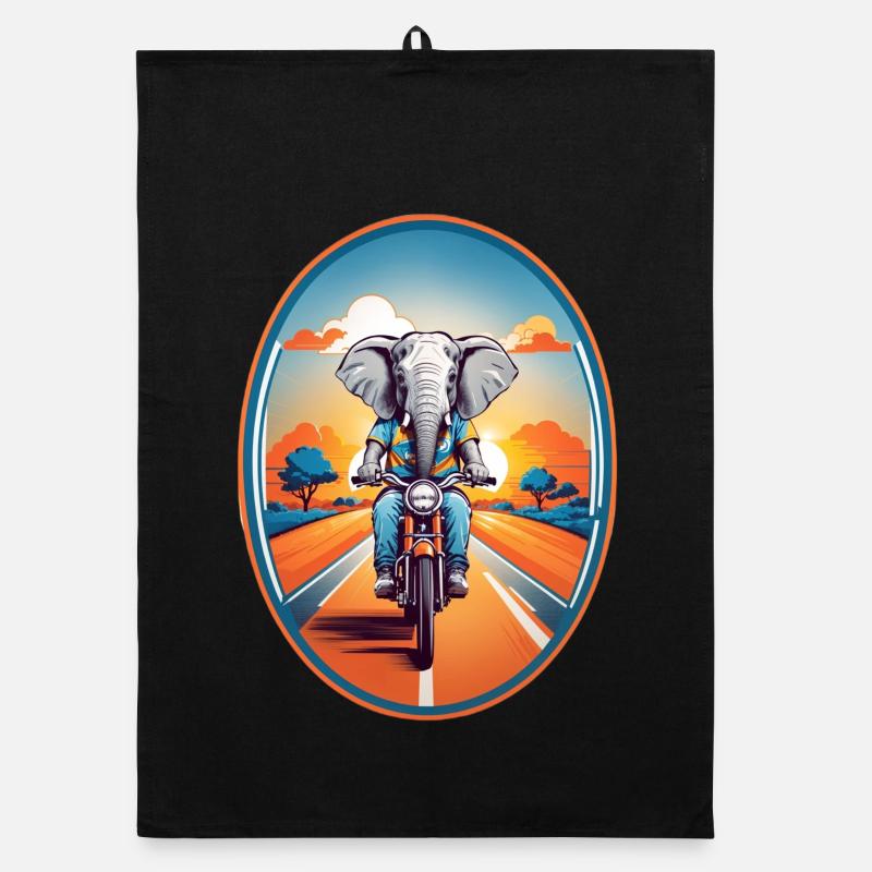 Elephant on motorcycle Organic dish towel